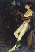 unknow artist Stehende Artistin und Pierrot in einem abgedunkelten Raum oil painting on canvas